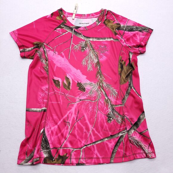 RealTree AP Athletic Active Short Sleeve T Shirt Womens Size Large L Pink - Picture 2 of 8